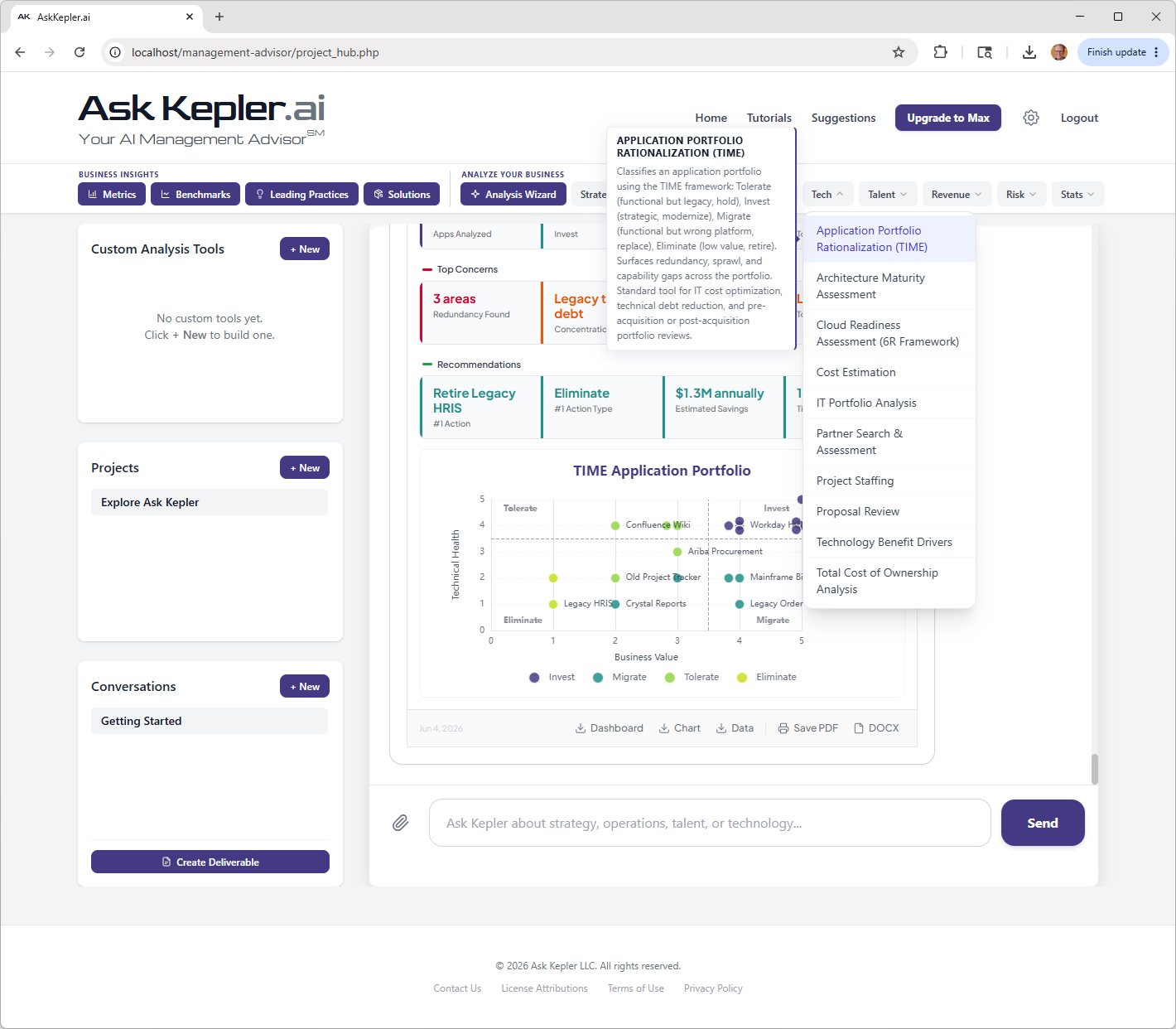 Operations & Tech Suite — example output in Ask Kepler